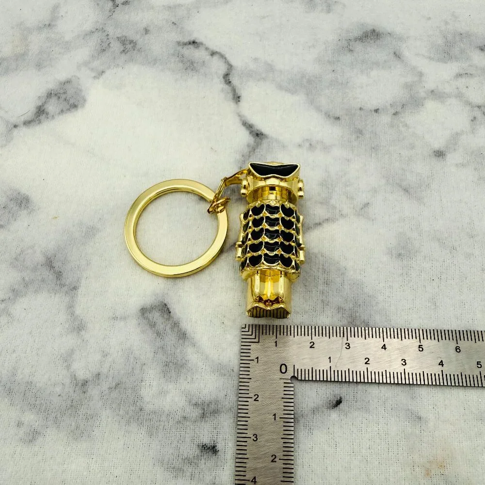 Paco Rabanne Phantom Robot Keychain, Gold & Black Metal Logo Design,4x1.5 in-NEW